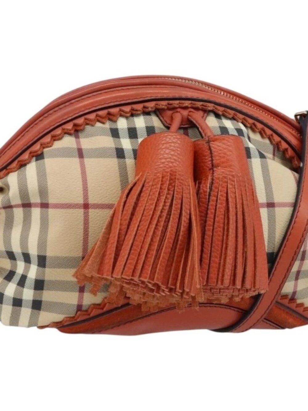 BURBERRY Nova Check Shoulder Bag PVC Beige Gold Auth LNZ329A